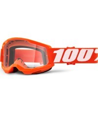 Children’s Motocross Goggles 100% Strata 2 Youth - Orange, Clear Plexi