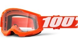Children’s Motocross Goggles 100% Strata 2 Youth - Orange, Clear Plexi