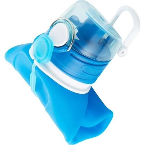 Fischer foldable water bottle, 750 ml, food-grade silicone (blue)