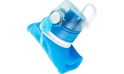 Fischer foldable water bottle, 750 ml, food-grade silicone (blue)