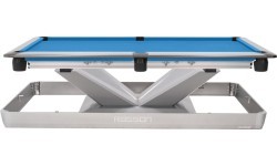 Billiard Table, Pool, Rasson Victory III, Silver, CLUB pocket size, 9 ft., Simonis 760 blue green