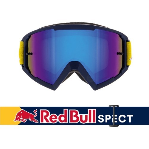 Motokroso akiniai Red Bull Spect Whip, matiniai mėlyni, mėlyni veidrodiniai lęšiai