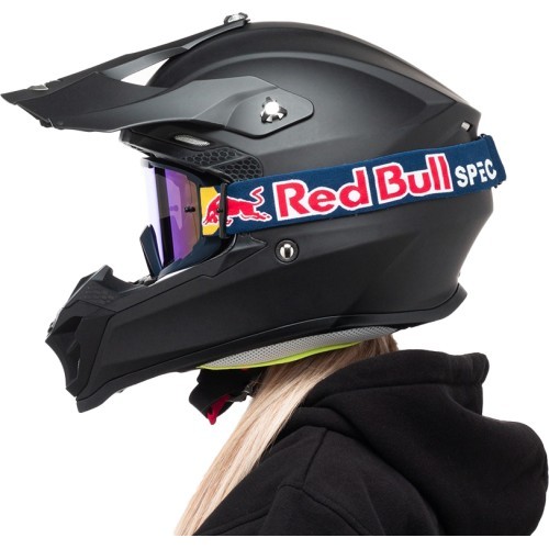 Motokroso akiniai Red Bull Spect Whip, matiniai mėlyni, mėlyni veidrodiniai lęšiai