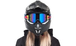 Motokroso akiniai Red Bull Spect Whip, matiniai mėlyni, mėlyni veidrodiniai lęšiai