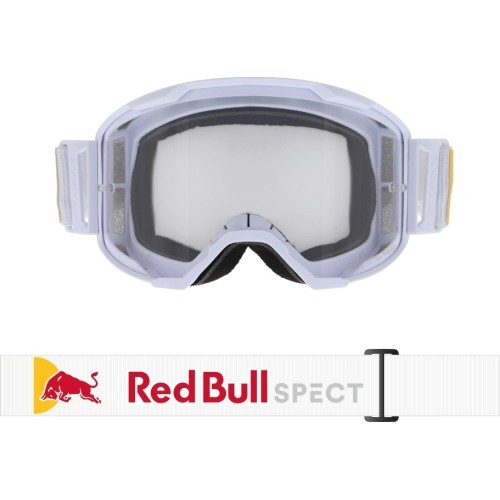 Motokroso akiniai Red Bull Spect Strive Panovision, matiniai balti, skaidrūs lęšiai