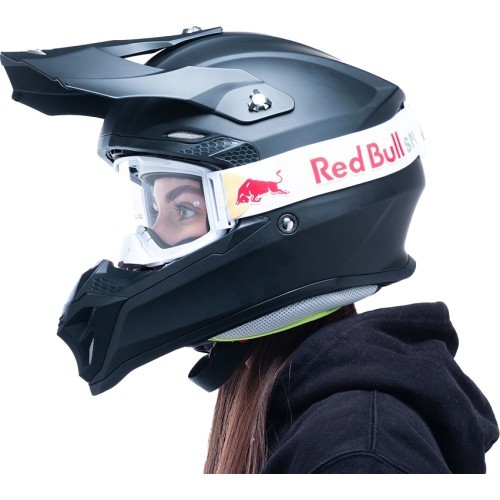 Motokroso akiniai Red Bull Spect Strive Panovision, matiniai balti, skaidrūs lęšiai