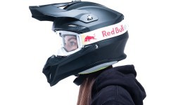 Motokroso akiniai Red Bull Spect Strive Panovision, matiniai balti, skaidrūs lęšiai