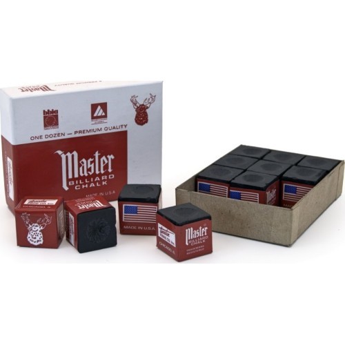 Бильярдный мел Master, чёрный, 12 шт.