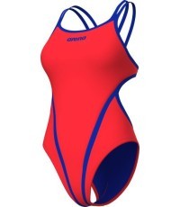 Женский купальник Arena Solid Double Cross Back Sunset-Neon Blue 34 - 458