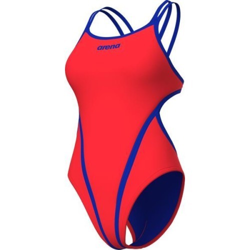Moteriškas maudymosi kostiumėlis Arena Solid Double Cross Back Sunset-Neon Blue 34 - 458