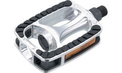 FORCE pedals with reflectors and non-slip rubber strip (aluminium)