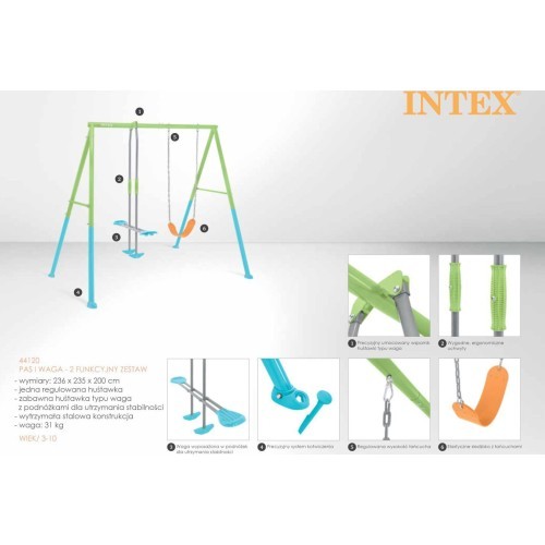 Huśtawka ogrodowa podwójna plac zabaw dla dzieci szybowiec INTEX 44120