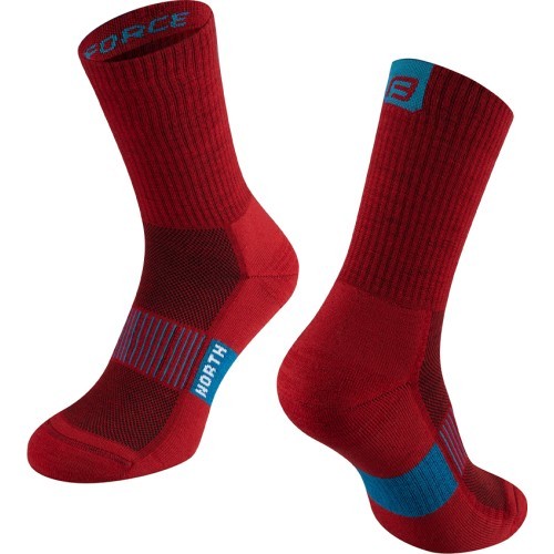 FORCE North Thermo socks, long, size L-XL (42-47), red/blue