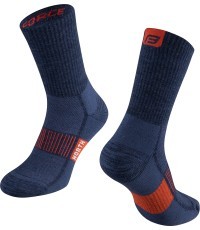 Носки FORCE North Thermo, длинные, размер S-M (36-41) (сине-оранжевые)