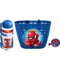 Dviračio rinkinys Spiderman (krepšelis, gertuvė, skambutis)