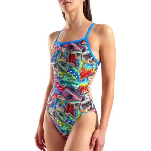 Женский купальник Arena Iguanas Challenge Back, Multicolor-Blue River 32 - 108