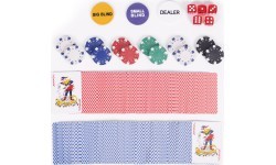 Blackjack poker set 500 chips 2 decks of dice cards game mat lockable case