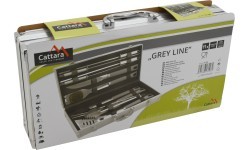 Grilio įrankių rinkinys Cattara Gray Line – 11 vnt., aliumininis dėklas