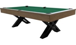 Billiard Table, Pool, X-con, 8 ft., Grey Oak, Club Cloth yellow green