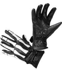 Motorcycle Gloves W-TEC Classic - White Bones Black