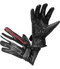 Motociklininko pirštinės W-TEC Classic - Jawa juoda su raudona ir smėlio spalvos juostele