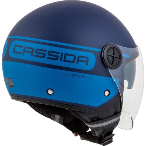 Motorcycle Helmet Cassida Handy Plus Linear Pearl Matte Blue/Dark Blue