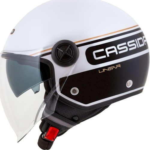 Motorcycle Helmet Cassida Handy Plus Linear Pearl White/Black/Gold