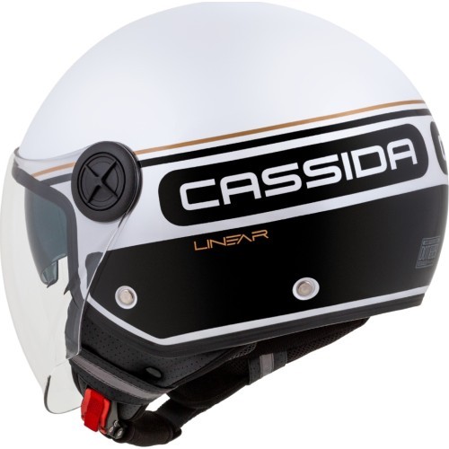Мотошлем Cassida Handy Plus Linear перламутровый белый/черный/золотой