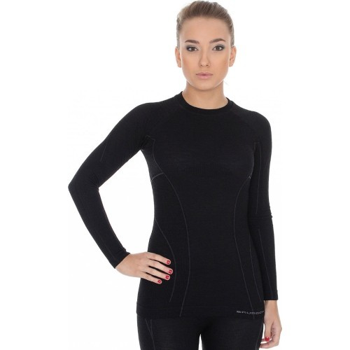 Brubeck Active Wool women's long sleeve shirt, black - Black