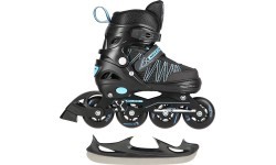 NH11912 2IN1 IN-LINE SKATES/HOCKEY ICE SKATES - Black/Blue