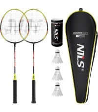 Badmintono raketės NRZ204-1 aliuminis + 3 plunksniniai voleniai + NILS dėklas