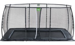 EXIT Dynamic įleidžiamas batutas 244x427 cm su apsauginiu tinklu – juodas