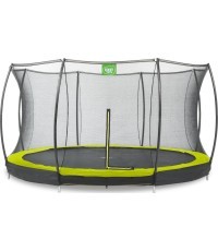 EXIT Silhouette ground trampoline ø366cm with safety net - green Outdoor Round Coil spring Sunken trampoline