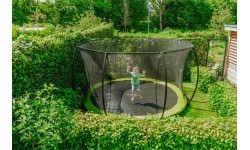EXIT Silhouette ground trampoline ø366cm with safety net - green Outdoor Round Coil spring Sunken trampoline