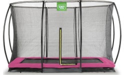 EXIT Silhouette ground trampoline 214x305cm with safety net - pink Outdoor Rectangular Coil spring Sunken trampoline