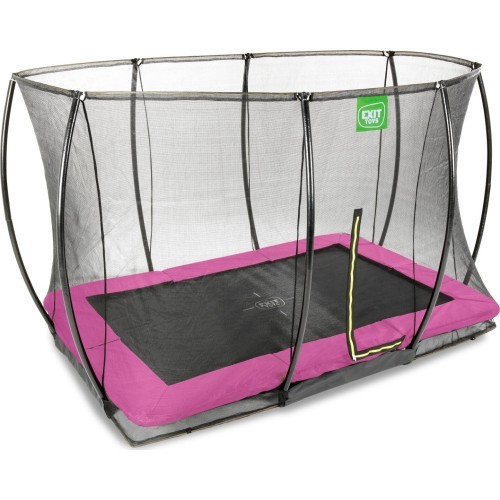 Įleidžiamas batutas EXIT Silhouette 214x305 cm su apsauginiu tinklu, stačiakampis – rožinis