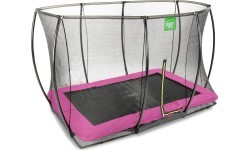 EXIT Silhouette ground trampoline 214x305cm with safety net - pink Outdoor Rectangular Coil spring Sunken trampoline