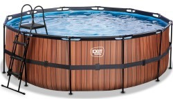 Бассейн EXIT Wood ø427x122 см с фильтр-насосом, коричневый