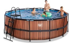 EXIT Wood pool ø427x122cm with filter pump - brown