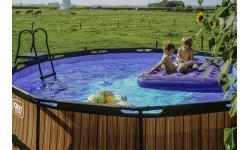EXIT Wood pool ø427x122cm with filter pump - brown