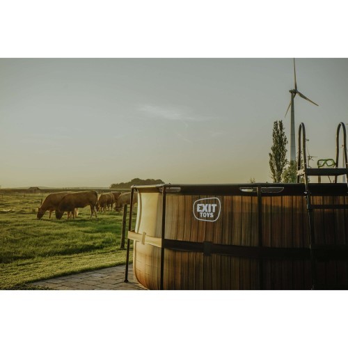 EXIT Wood pool ø427x122cm with filter pump - brown