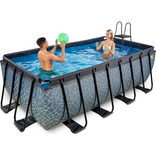 EXIT Stone pool 400x200x122cm with filter pump - grey