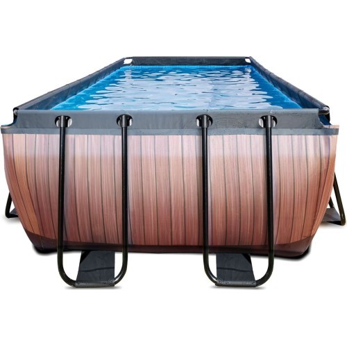 EXIT Wood pool 540x250x122cm with sand filter pump - brown