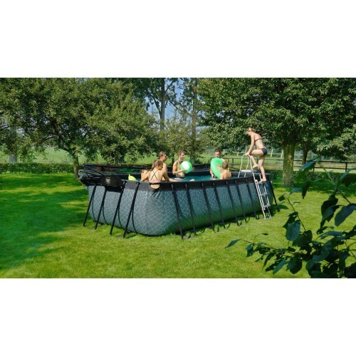 EXIT Wood pool 540x250x122cm with sand filter pump - brown