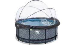 EXIT Stone pool ø360x122cm with dome and sand filter pump - grey