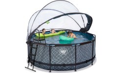 EXIT Stone pool ø360x122cm with dome and sand filter pump - grey