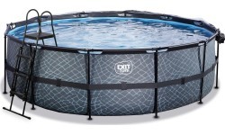 Бассейн EXIT Stone ø450x122 см с куполом, песочным фильтром и тепловым насосом, серый