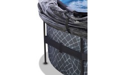 EXIT Stone pool ø450x122cm with dome and sand filter and heat pump - grey