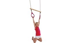Medinė gimnastikos trapecija su plastikiniais žiedais