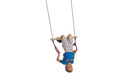 Medinė gimnastikos trapecija su plastikiniais žiedais